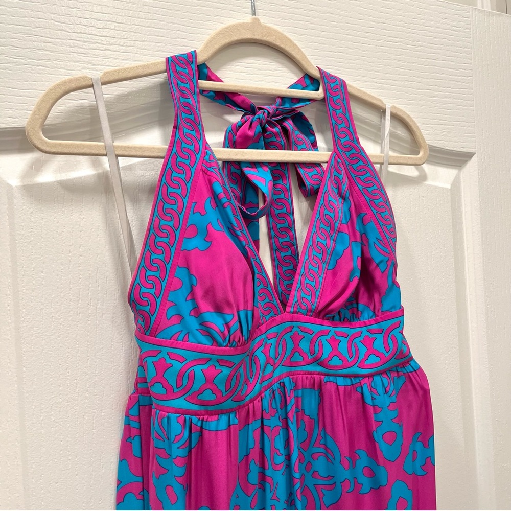 Alice & Traxie Halterneck Maxi Silk Dress • size medium